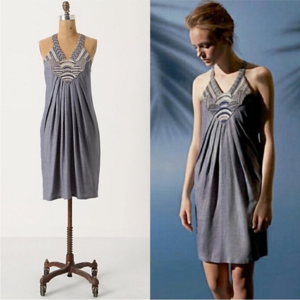 Anthropologie embroidered Halter Dress
